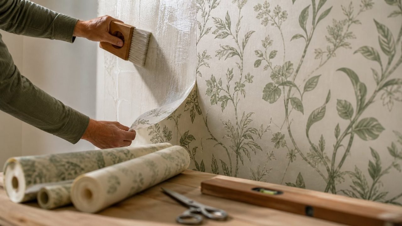Pintor de Reuspint aplicando pintura con rodillo en vivienda de Reus